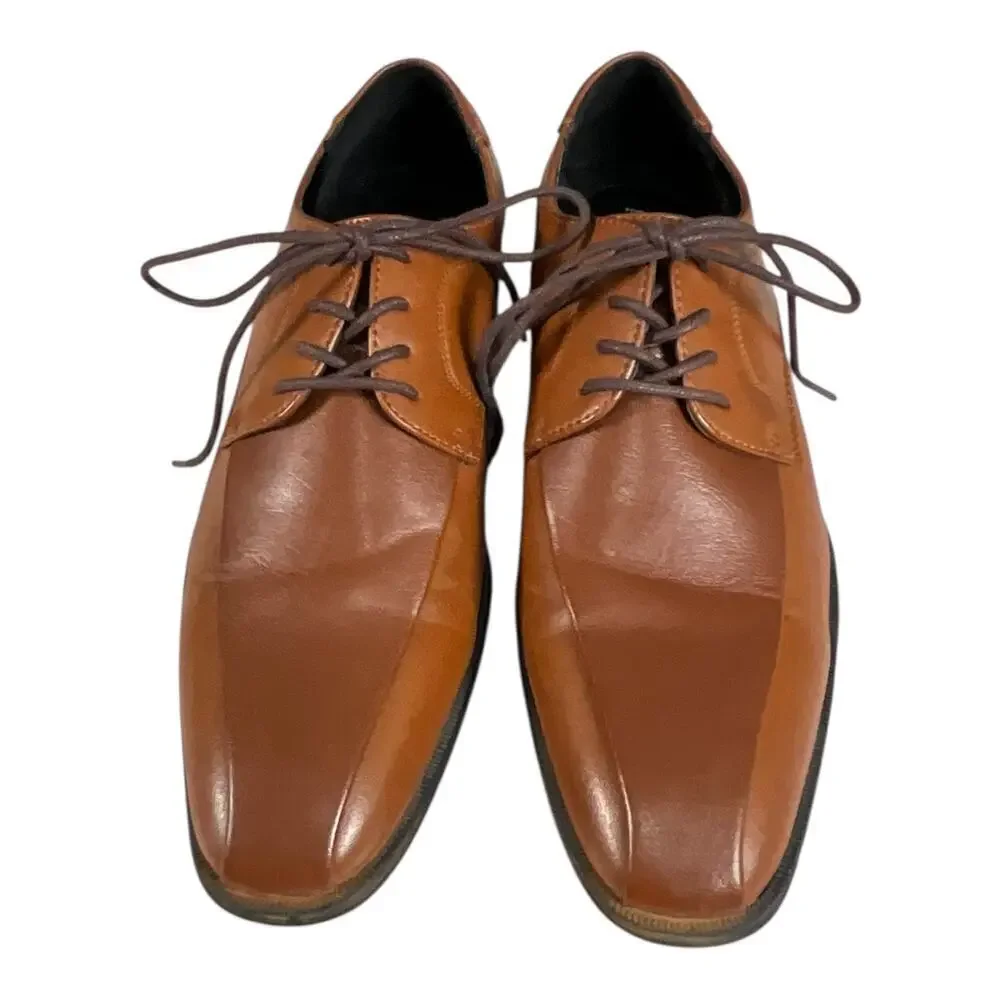 ALFANI Tan Sethtan Dress Shoes Mens Size 8 Work Wear Wedding Formal Used Once